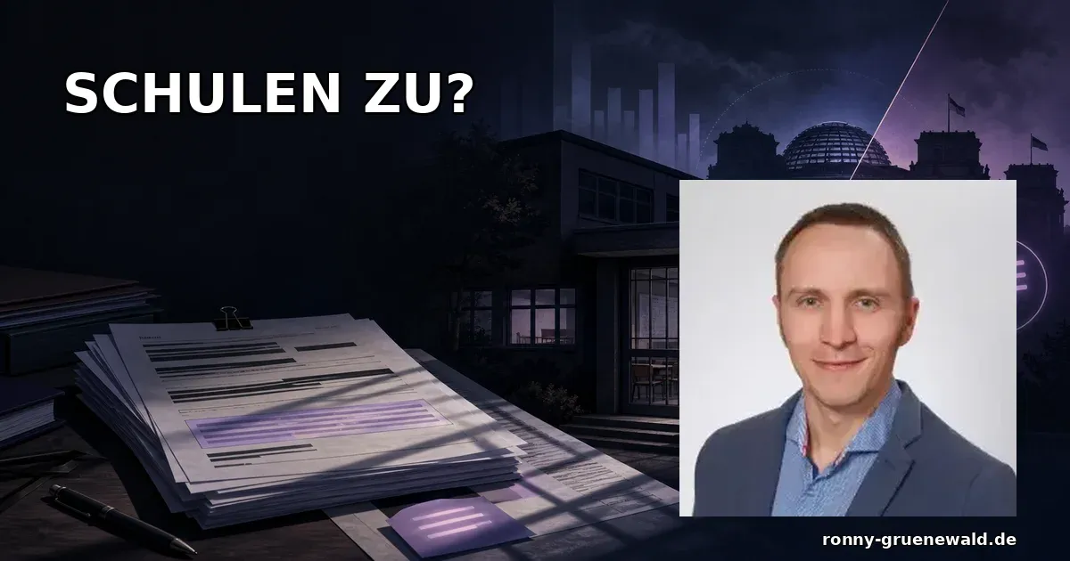 Titelbild: Ronny neben einer symbolisch geschlossenen Schule und RKI-Dokumenten zu Schulschließungen trotz gegenteiliger Expertenmeinungen