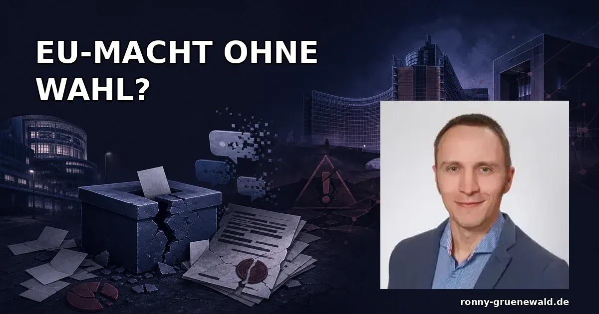 Titelbild: Ronny neben EU-Institutionen, Korruptionssymbolik und gebrochenen Wahlversprechen zu Ursula von der Leyen