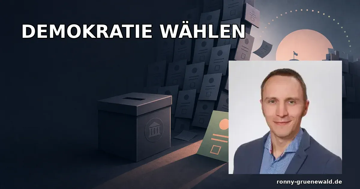 Titelbild: Ronny neben einer Wahlurne als Appell für Demokratie und politische Vielfalt
