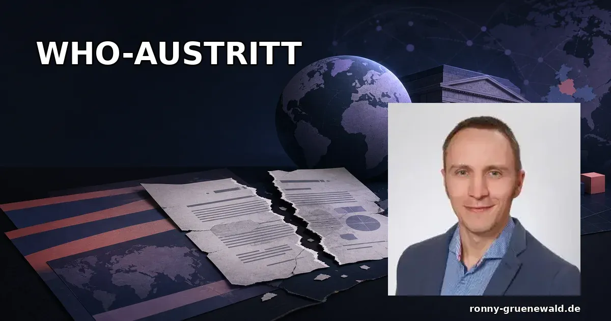 Titelbild: Ronny neben Globus und WHO-Symbolik zur Frage, was der USA-Austritt für Deutschland bedeutet