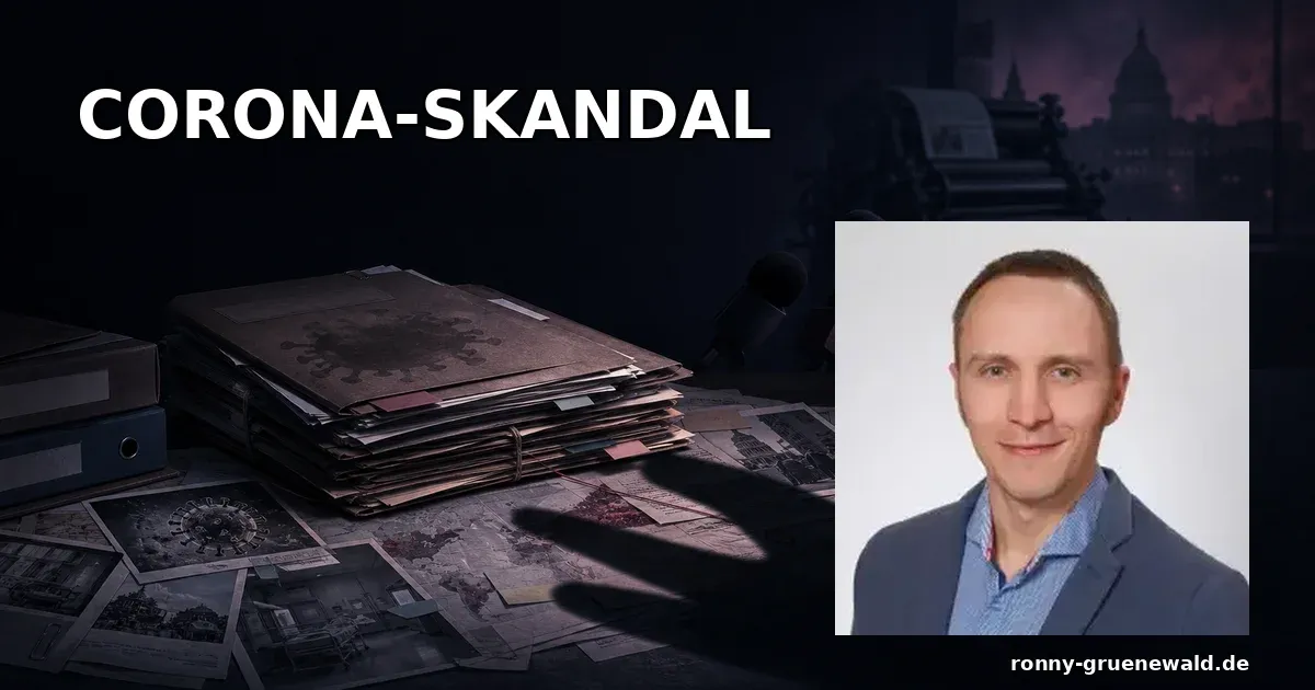 Titelbild: Ronny neben stummen Zeitungen und Corona-Unterlagen zum Schweigen der Leitmedien über weitere Skandale